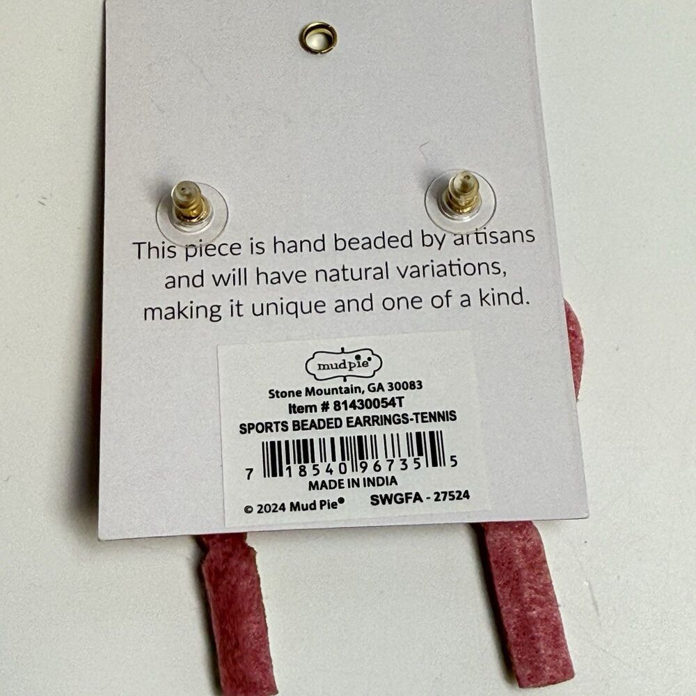 Mudpie Tennis Sports Beaded Earrings New - Picture 5 of 8